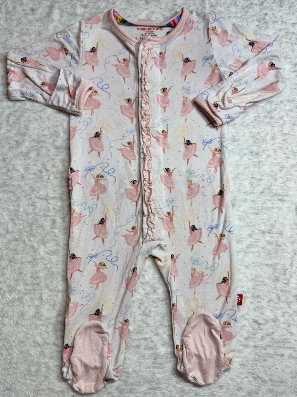 Magnetic Me Ballerina Ballet Footie Sleeper 3-6M Baby Girl Modal Pink Ruffle